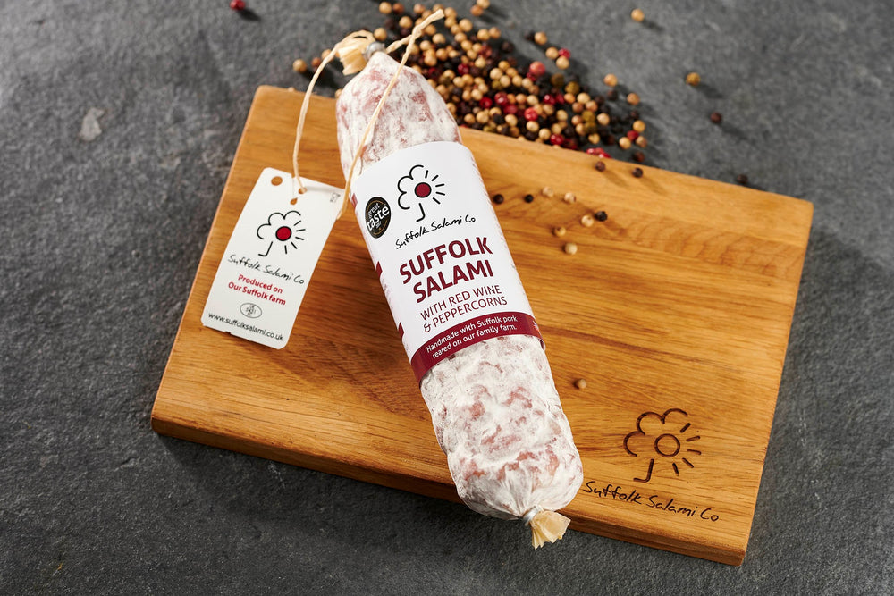 Small Suffolk Salami with Red Wine & Cracked Black Pepper 220g