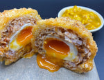 Elder Street café Suffolk Chorizo scotch egg and piccalilli