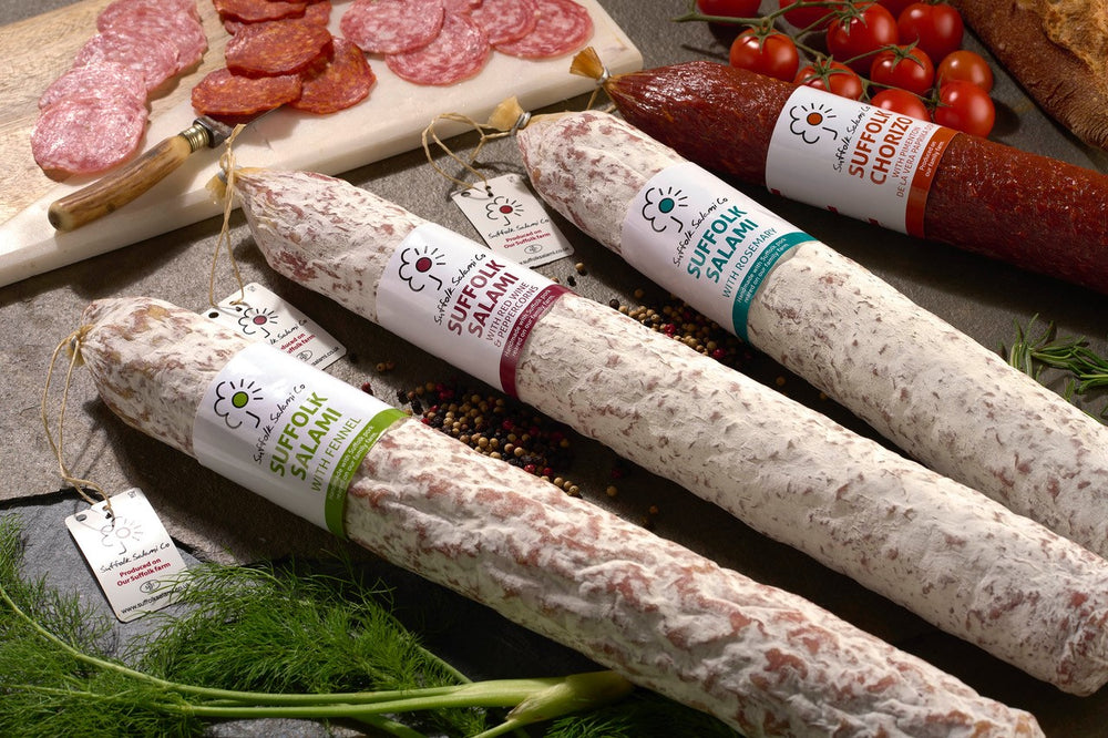 Large Suffolk Salami with Red Wine & Cracked Black Pepper 1Kg